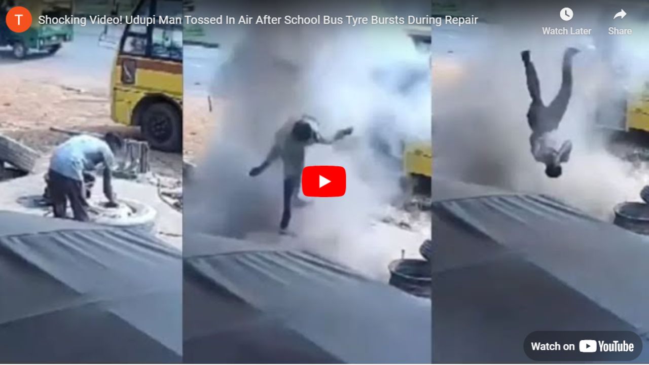 Bus tyre bursts
